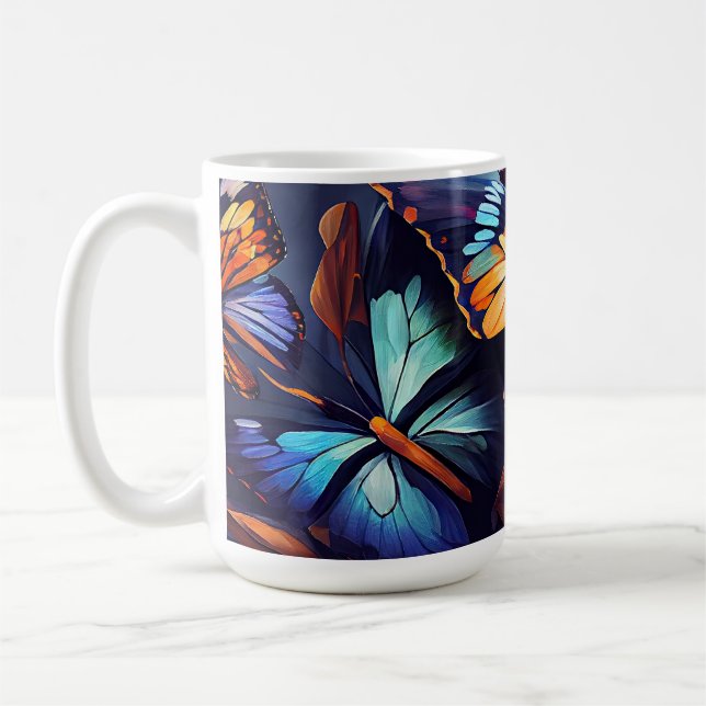 Butterflies Oljemålning Stil design14 Kaffe Mugg (Vänster)