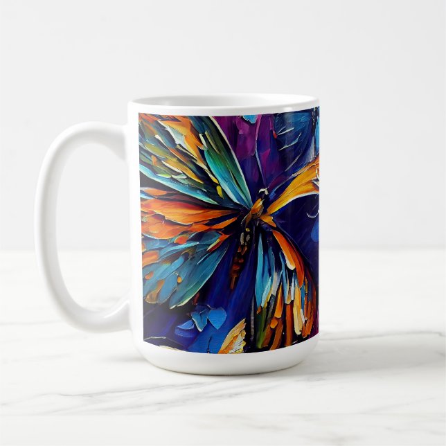 Butterflies Oljemålning Stil design 9 Kaffe Mugg (Vänster)