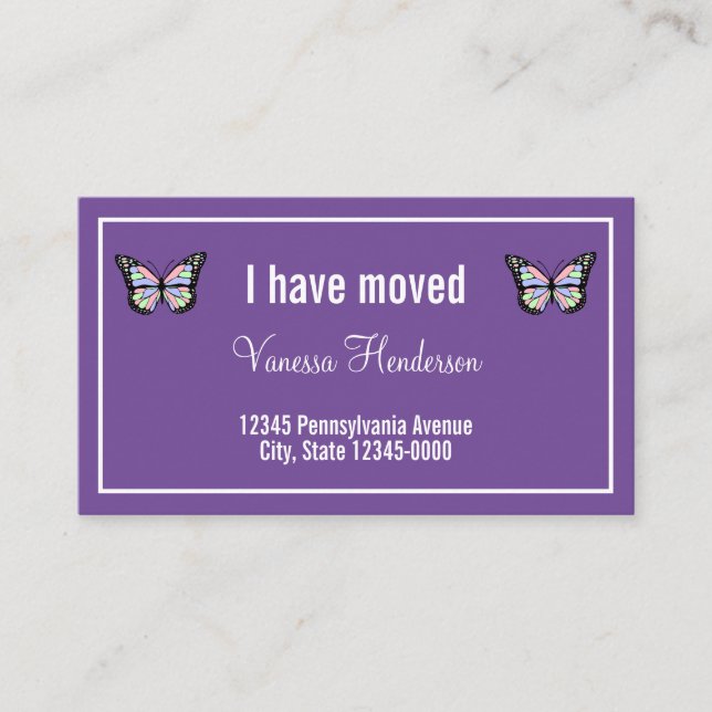 Butterflies on Lila Flytta Announation Tilläggskort (Framsida)