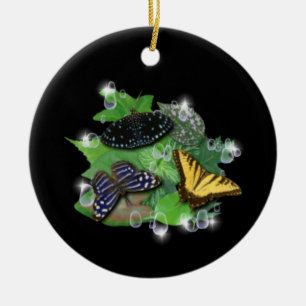 Butterflies on Löv Julgransprydnad Keramik