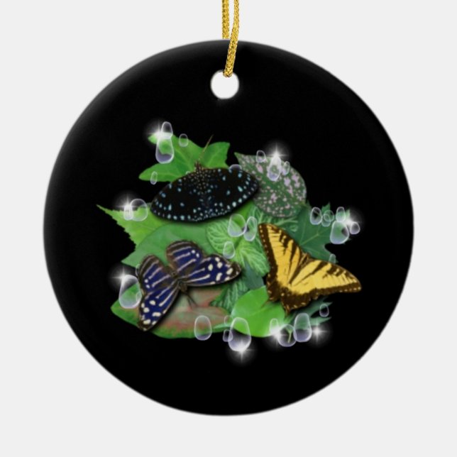 Butterflies on Löv Julgransprydnad Keramik (Framsidan)