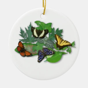 Butterflies on Löv Julgransprydnad Keramik