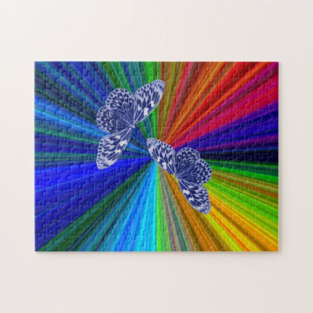 Butterflies on rainbow colors pussel (Horisontell)