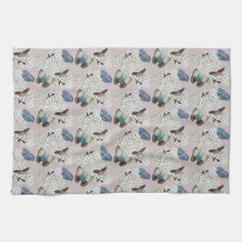 Butterflies on vintage lavender kökshandduk