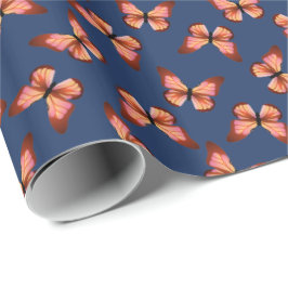 Butterflies Orange Rosa Black Mönster Presentpapper
