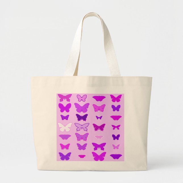 Butterflies, orchid, violett och magenta jumbo tygkasse (Framsidan)