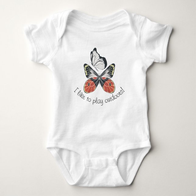 Butterflies på en Baby-bodydräkt T Shirt (Framsida)
