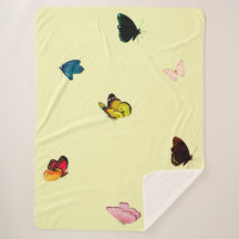 Butterflies på Gult Sherpa Blanket