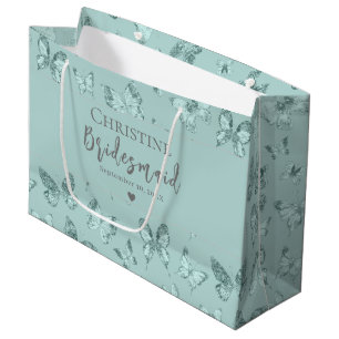 Butterflies Pastel Mint Grönt Glittery Luxury