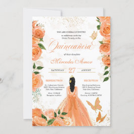 Butterflies & Peach Ro Quinceanera-inbjudan Inbjudningar