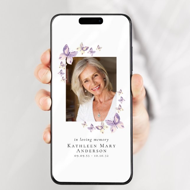 Butterflies Photo Digital Memorial-meddelande Inbjudningar (Skapare uppladdad)