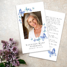 Butterflies Photo Funeral Memorial Prayer Card Visitkort
