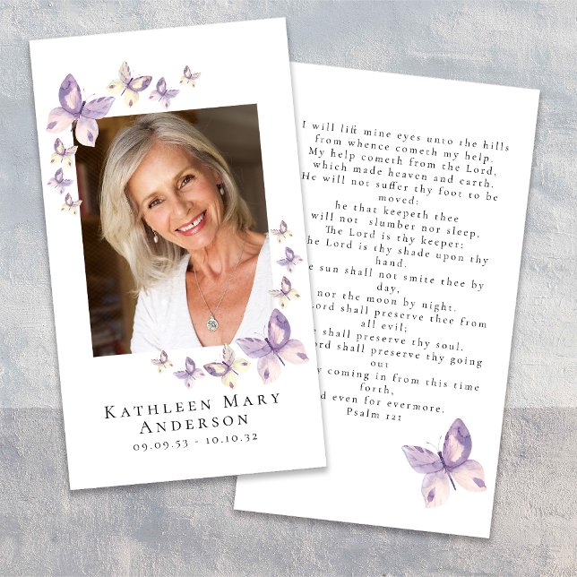 Butterflies Photo Funeral Memorial Prayer Card Visitkort (Skapare uppladdad)