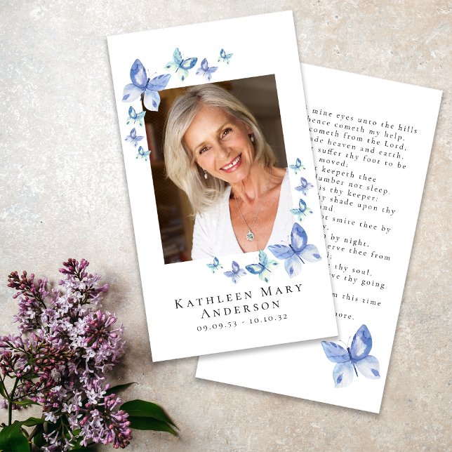 Butterflies Photo Funeral Memorial Prayer Card Visitkort (Skapare uppladdad)