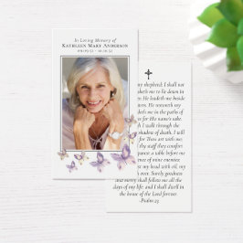 Butterflies Photo Memorial Prayer Card Visitkort