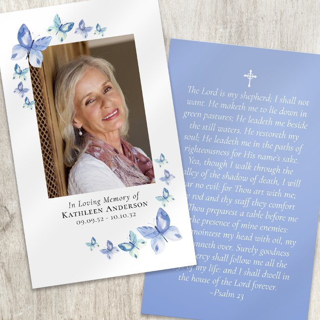 Butterflies Photo Memorial Prayer Card Visitkort (Skapare uppladdad)