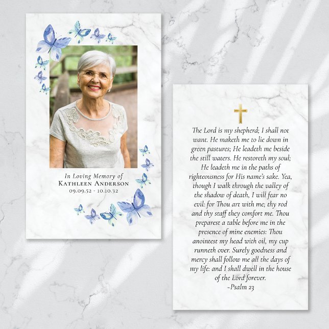 Butterflies Photo Memorial Prayer Card Visitkort (Skapare uppladdad)