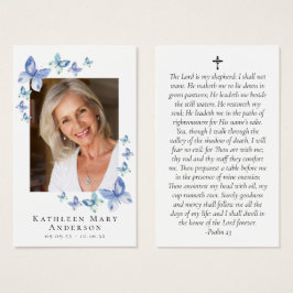 Butterflies Photo Memorial Prayer Card Visitkort