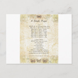 butterflies=pope francis=st. francis SIMPLE PRAYER Vykort