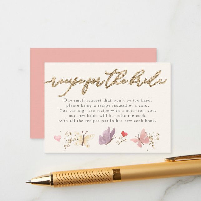 Butterflies Recipe for the Bride Möhippa Tilläggskort (Fram/Back In Situ)