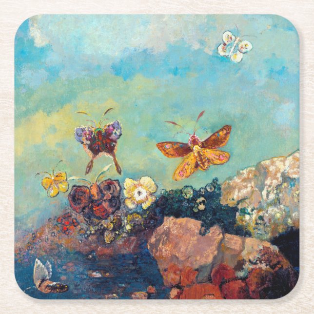 Butterflies, Redon Underlägg Papper Kvadrat (Framsidan)