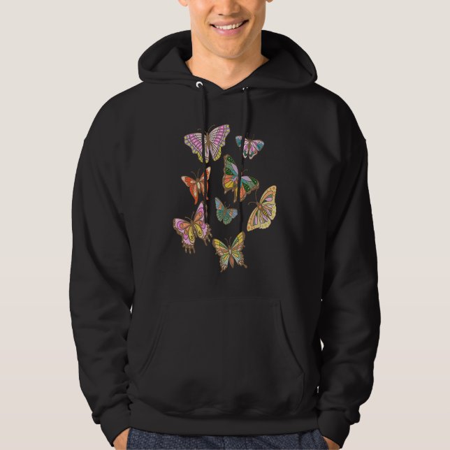 Butterflies Retro Aesthetic Trend Preppy Teen Girl Hoodie (Framsida)