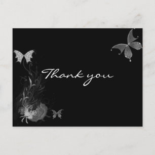 Butterflies Ro Flourish Black White Tack Vykort