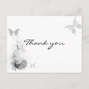 Butterflies Ro Flourish Black White Tack Vykort