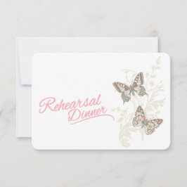 Butterflies rosa bröllop rehearsal Middag inbjudan