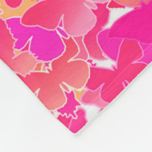 Butterflies, rosa, fuchsia och koral fleecefilt