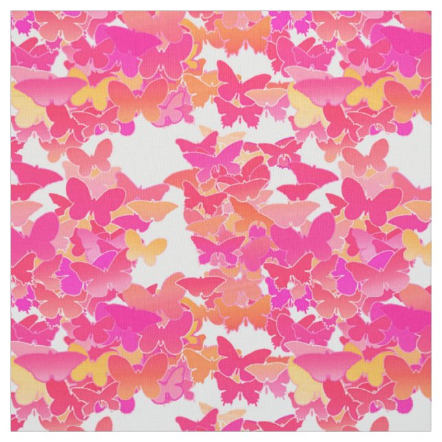 Butterflies, rosa, fuchsia och koral tyg (Provkarta)
