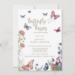Butterflies Rosa Lila | Blommigt Baby Shower Inbjudningar