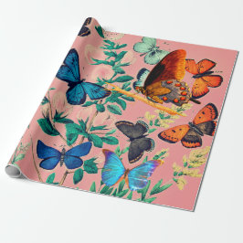 BUTTERFLIES ROSA WRAPPING PAPPER PRESENTPAPPER