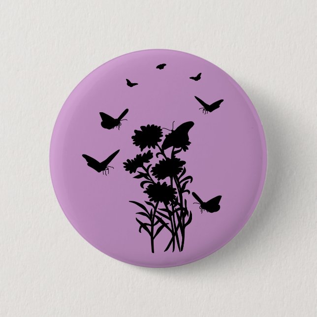 Butterflies Silhouette Button Knapp (Framsida)