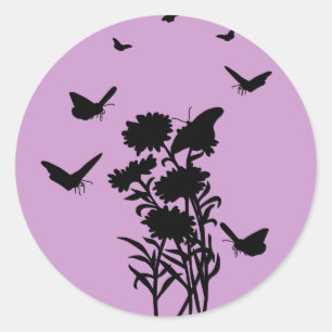 Butterflies Silhouette Stickers Runt Klistermärke