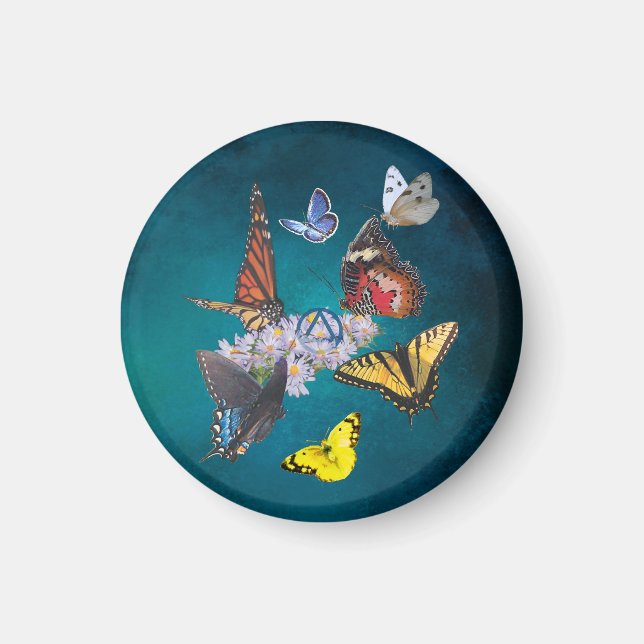 butterflies sobriety symbol round magnet (Framsidan)