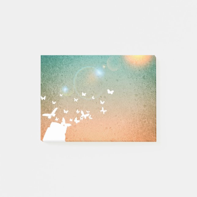 Butterflies som flyger mot Sol Post-it Block (Framsida)