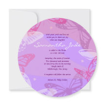 BUTTERFLIES & STARS Round, Bat mitzvah inbjudan