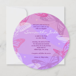 BUTTERFLIES & STARS Round, Bat mitzvah inbjudan