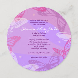 BUTTERFLIES & STARS Round, Bat mitzvah inbjudan