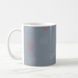 Butterflies Stars Sage Dusty Blue Kaffemugg