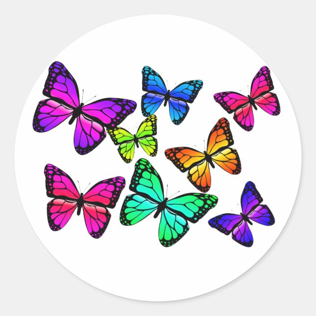 Butterflies Sticker Runt Klistermärke (Framsida)
