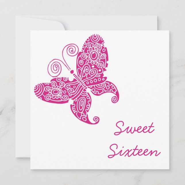 Butterflies Sweet sixteen Inbjudningar (Framsida)