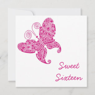 Butterflies Sweet sixteen Inbjudningar