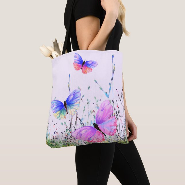 Butterflies Tote Bag Tygkasse (Närbild)