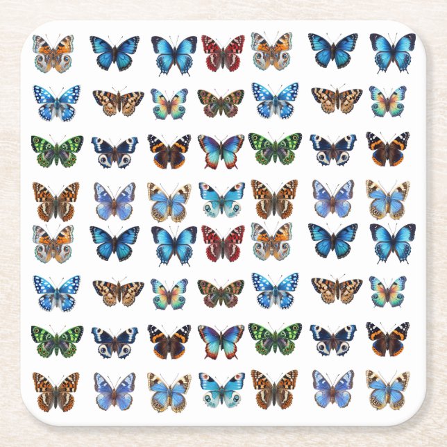 Butterflies Underlägg Papper Kvadrat (Framsidan)