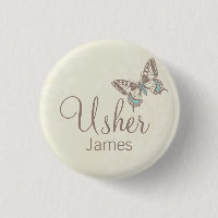 Butterflies Usher-namngiven knapp för bröllop