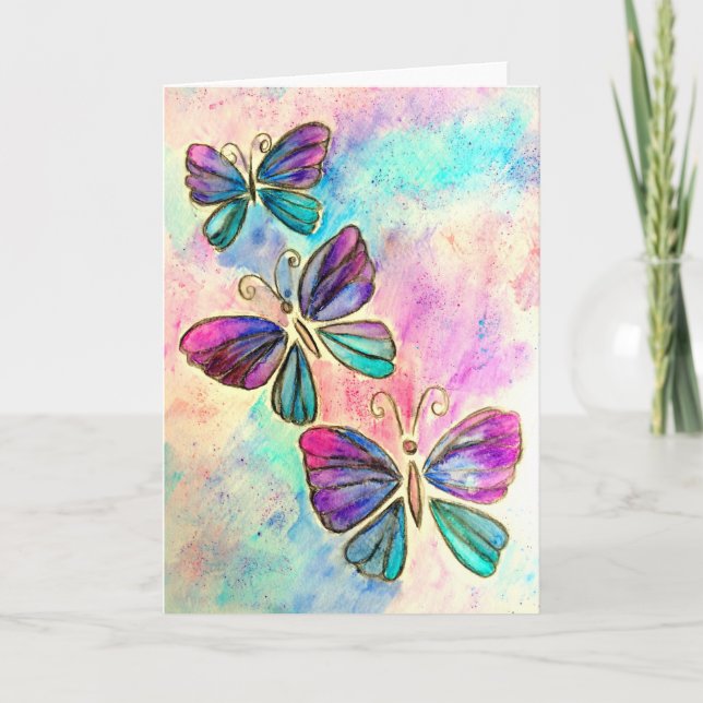 Butterflies Valentine Day Card with Anpassningsbar Kort (Framsida)