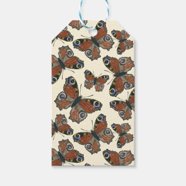 Butterflies vattencolor mönster presentetikett (Framsidan)