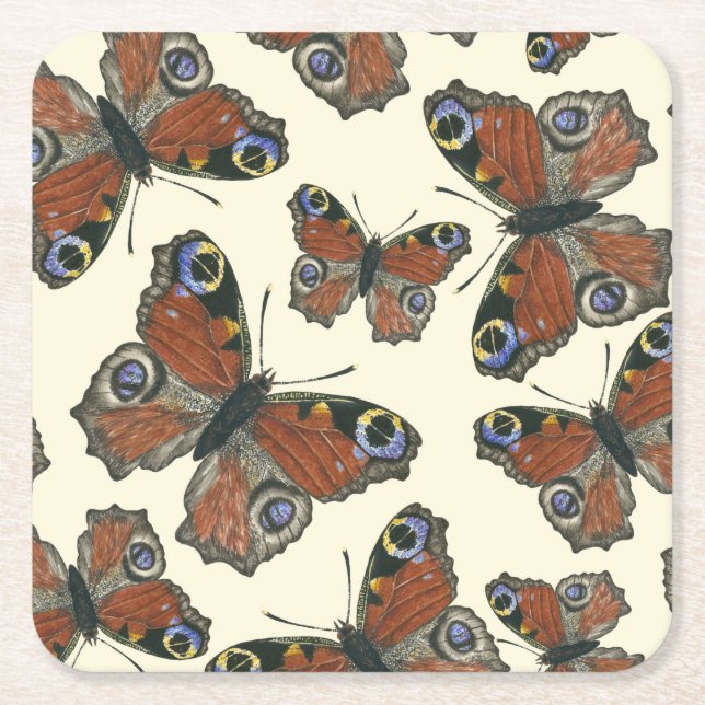 Butterflies vattencolor mönster underlägg papper kvadrat (Framsidan)